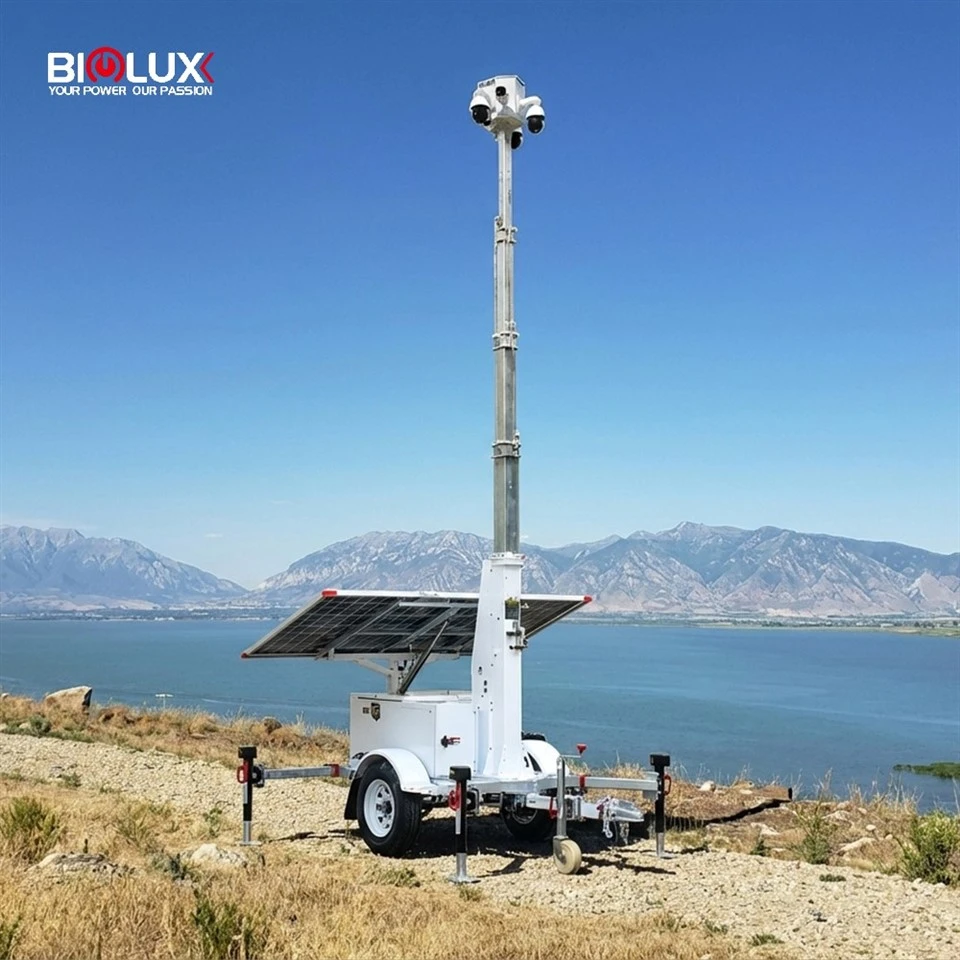 Biglux Mini Enkel Design Mobil Solar Trailer För Installera CCTV Cameras Tower