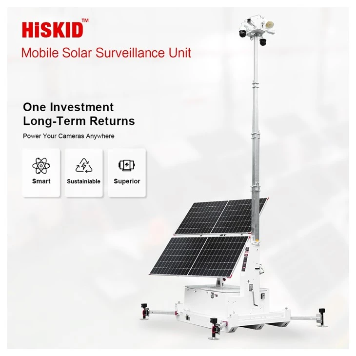 Newest Mobile Solar Powered Cctv Surveillance Tower Security System Trailer With Internet Camera suppliers
