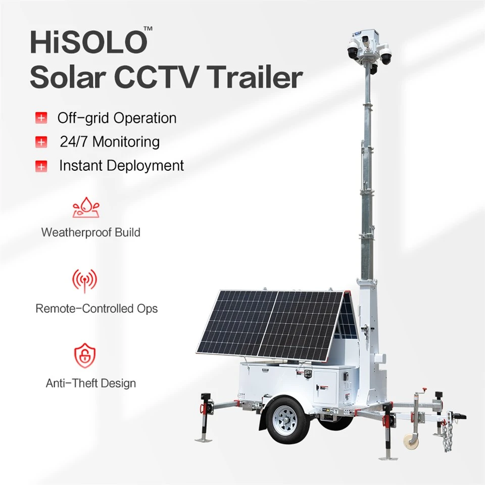 HiSOLO Mobile Solar Surveillance Trailer Med Säkerhetskamera